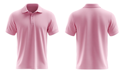 Front and back view of a pale pink polo shirt.  Blank design