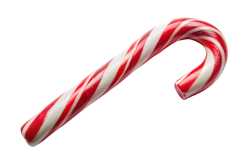 Red and White Striped Candy Cane with Green Stripes Isolated christmas candy isolated on a transparent background