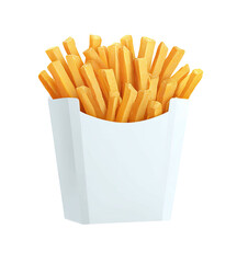 A paper container filled with golden-brown french fries