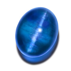 illustration of blue tourmaline cats eye,illustration of oval-shaped shining natural stone