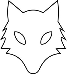 Jackal, Fox, Wolf, face mask outline vector, ideal for mystical tattoos, cultural logos, gaming avatars, and wildlife branding.