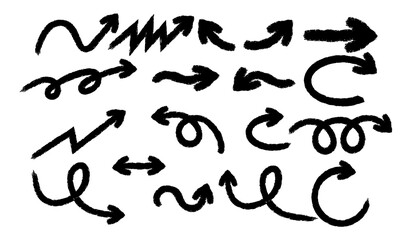 Hand drawn arrow icons illustration with transparent background