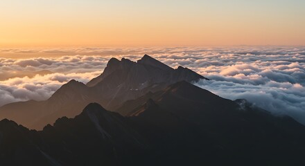 Mountains above clouds sunrise