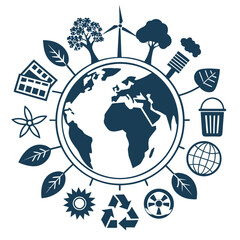 Earth with environmental icons