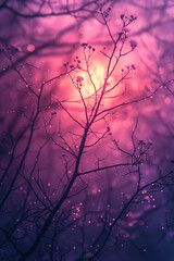 Purple Pink Tree Silhouette, Minimalist Botanical Art, Ethereal Nature wallpaper background 