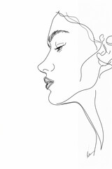 Minimalist Woman Face Profile, Continuous Line Art, Modern Gallery Style stylish decor