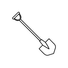 Outline drawing of shovel on transparent background