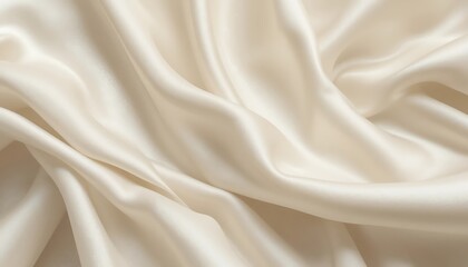 Fototapeta premium Elegant ivory silk fabric with soft folds creating a luxurious background texture