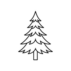 Simple outline fir tree on transparent background
