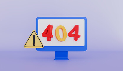 Computer desktop showing alert error 404 text concept