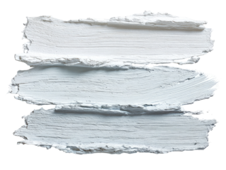 Three horizontal, textured, white paint strokes