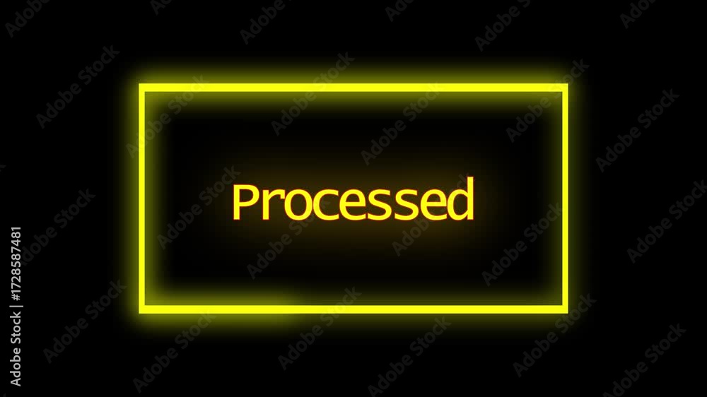 Poster animated yellow neon frame. processed data digital technology abstract background animation motion g