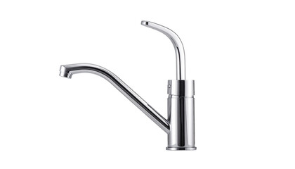 Mixer cold hot water. Modern faucet bathroom. Kitchen tap . Isolated white background. Side view on a transparent background