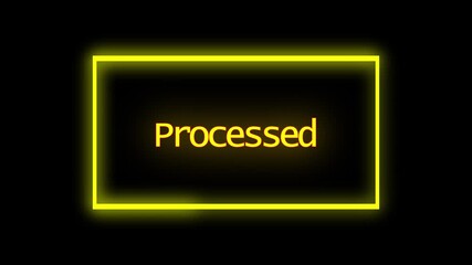 Animated yellow neon frame. Processed data digital technology abstract background animation motion graphics broadcast design element modern interface glowing bright energy power success complete. - Powered by Adobe