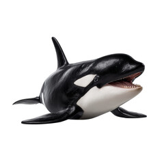 Png of orca whale swimming gracefully, isolated on transparent background, showcasing its distinctive black and white markings