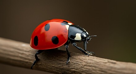 Obraz premium Ladybug on branch closeup