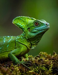 Obraz premium Close-up of vibrant green lizard