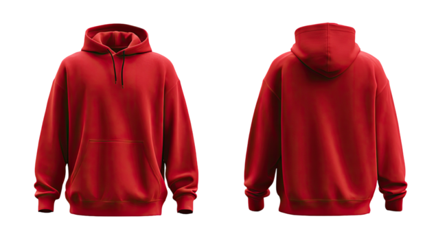 Red hoodie, front and back view (3)
