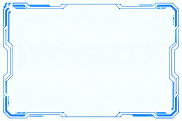 Blue futuristic frame with angular geometric design on white background