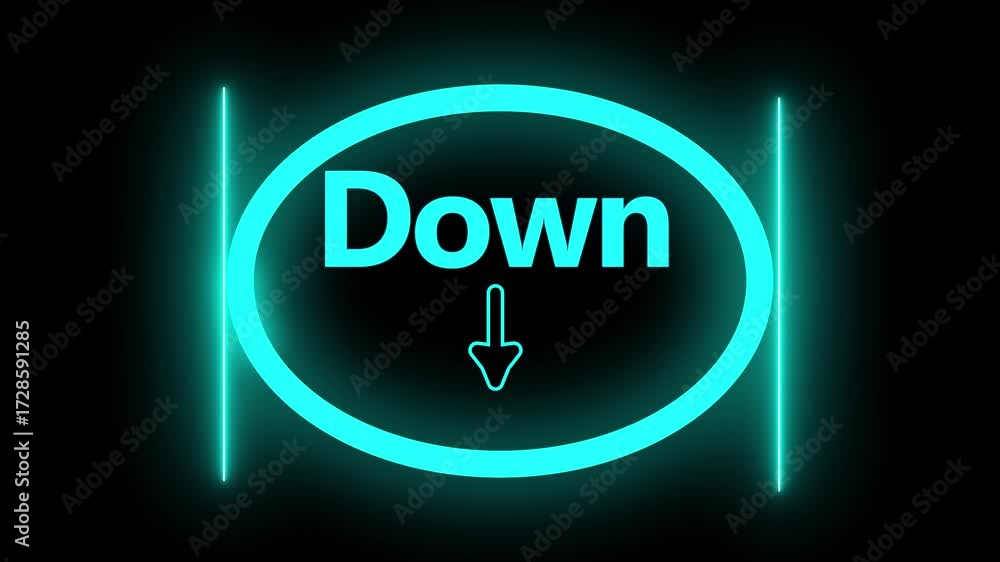 Aufkleber glowing neon cyan down arrow animation abstract circle interface seamless loop 4k hd. animated neon 