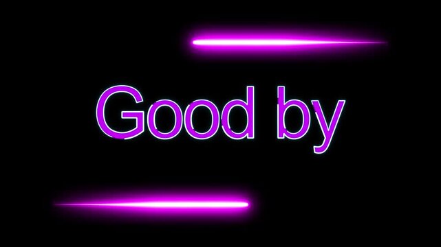 Animated neon goodbye purple glowing text farewell scene nightclub party vibe 4k hd. Animated neon goodbye purple glowing text farewell message broadcast motion graphics 4k hd.