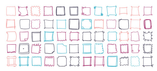 hand abstract drawn border frame vector set collection vector illustration
