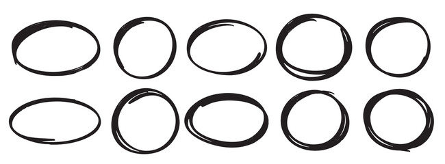 hand drawn cartoon circle line illustration doodle sketch vector illustration