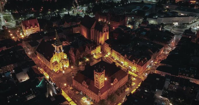 Night Hyperlapse of Toruń Old Town Market Square