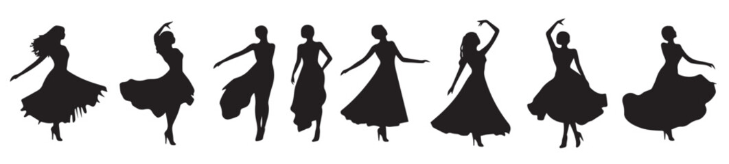 group of people dancing silhouette illustration isolated vector illustration
