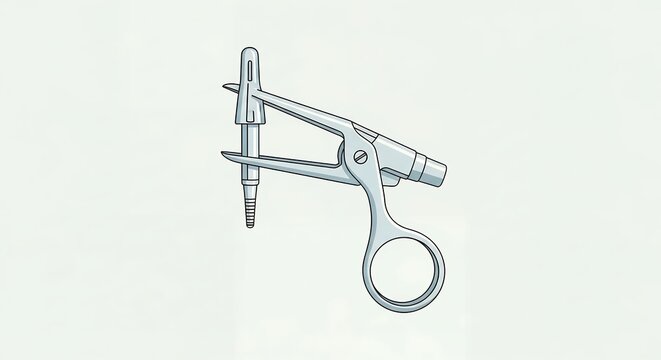 Flat 2D Illustration of a Nasal Speculum Surgical Tool with Metallic Silver Finish on a Clean White Background Medical Device for Examination and Treatment Procedures with Minimalist Shading