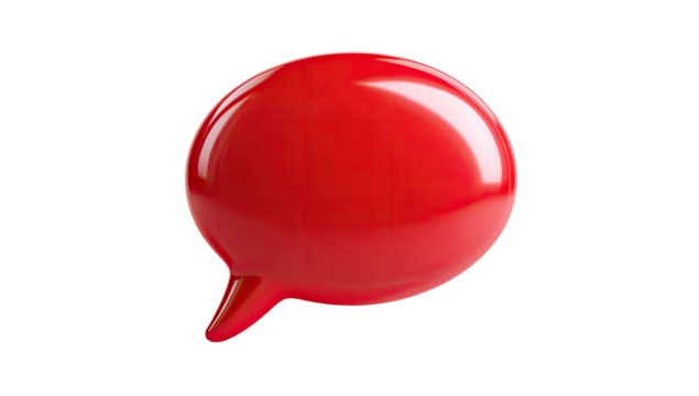 A glossy, vibrant red speech bubble