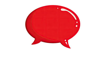 Red speech bubble graphic