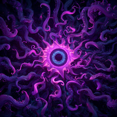 urreal Cosmic Eye, Psychedelic Tentacles, Fantasy Digital Illustration surreal horror