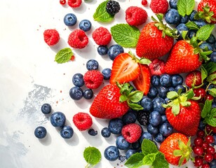Assorted berries on a light surface