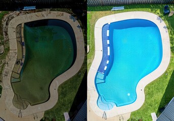 Swimming Pool Before After Cleaning Service