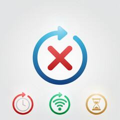 Obraz premium State indicator vector icons loading spinner, error cross, connection wifi, and idle timer
