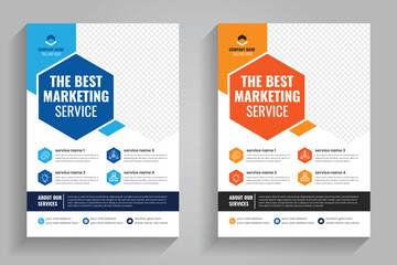 Corporate business a4 size  blue, red color flyer design template. ideal for any company project.