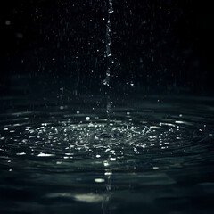 Water Droplets Impacting Water Surface