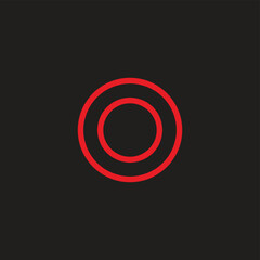 Letter O neon, circle geometric symbol simple logo vector