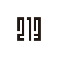 Number 2, 1 and 3 square, rectangles geometric symbol simple logo vector