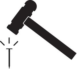 Construction work symbol with a hammer and nail