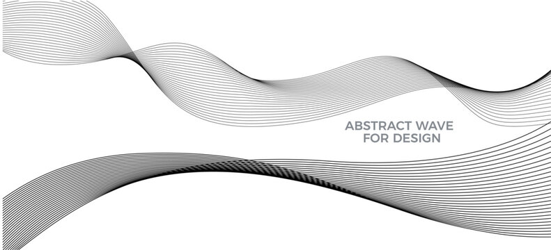 Dynamic abstract wave of flowing parallel lines, a monochrome vector illustration for a futuristic technology background