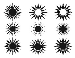 Collection of stylized sun icons