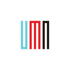 Letter U, M and n square, rectangles geometric symbol simple logo vector