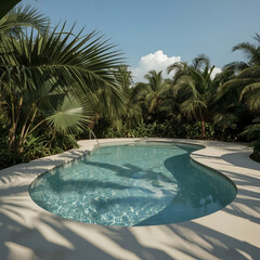 Swimming Pool Surrounded by Tropical Plants