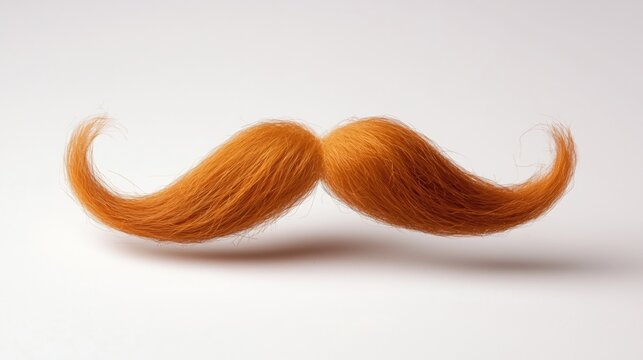 Curly vibrant orange mustache with twisted ends on white background - Powered by Adobe