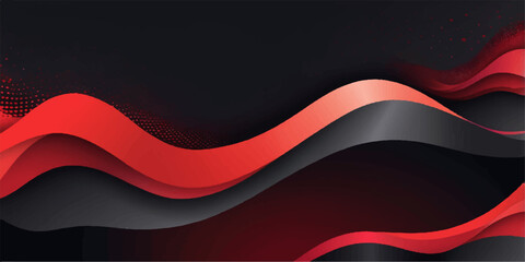 Red and black abstract vector wave design background illustration for a business banner template