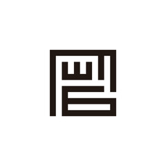 Letter M, w and number 6 square, unique geometric symbol simple logo vector