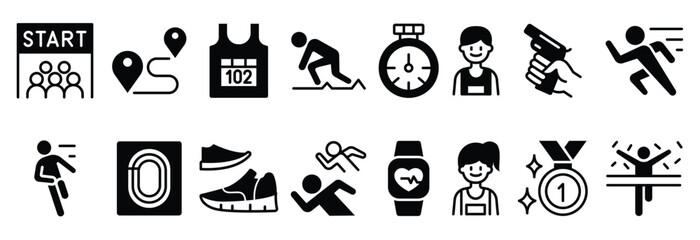 Running competition icon set vector illustration graphic design