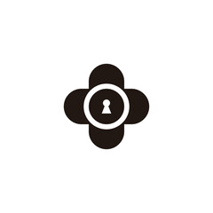 key and plus geometric symbol simple logo vector